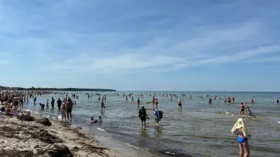Blaualgen-Warnung an der Ostsee: Badegäste in Warnemünde unbeeindruckt