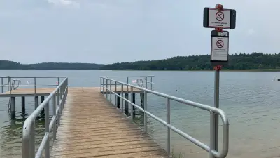 Niedrigwasser: Badesteg am Großen Fürstenseer See gesperrt