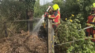 Feuerwehr Gadebusch löscht brennenden Komposthaufen in Neu Bauhof