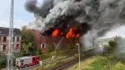 Großbrand in historischer Malzfabrik Wismaria in Wismar